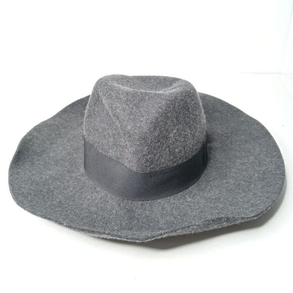 Michael Stars 100% Wool Grey Wide Brim Fedora Hat Women\'s One Size